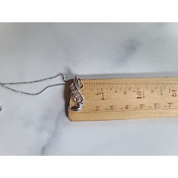 925 Diamond Pendant Necklace, Vintage - Picture 10 of 11